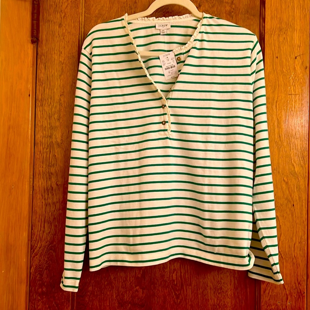 JCrew Striped Ruffle Top